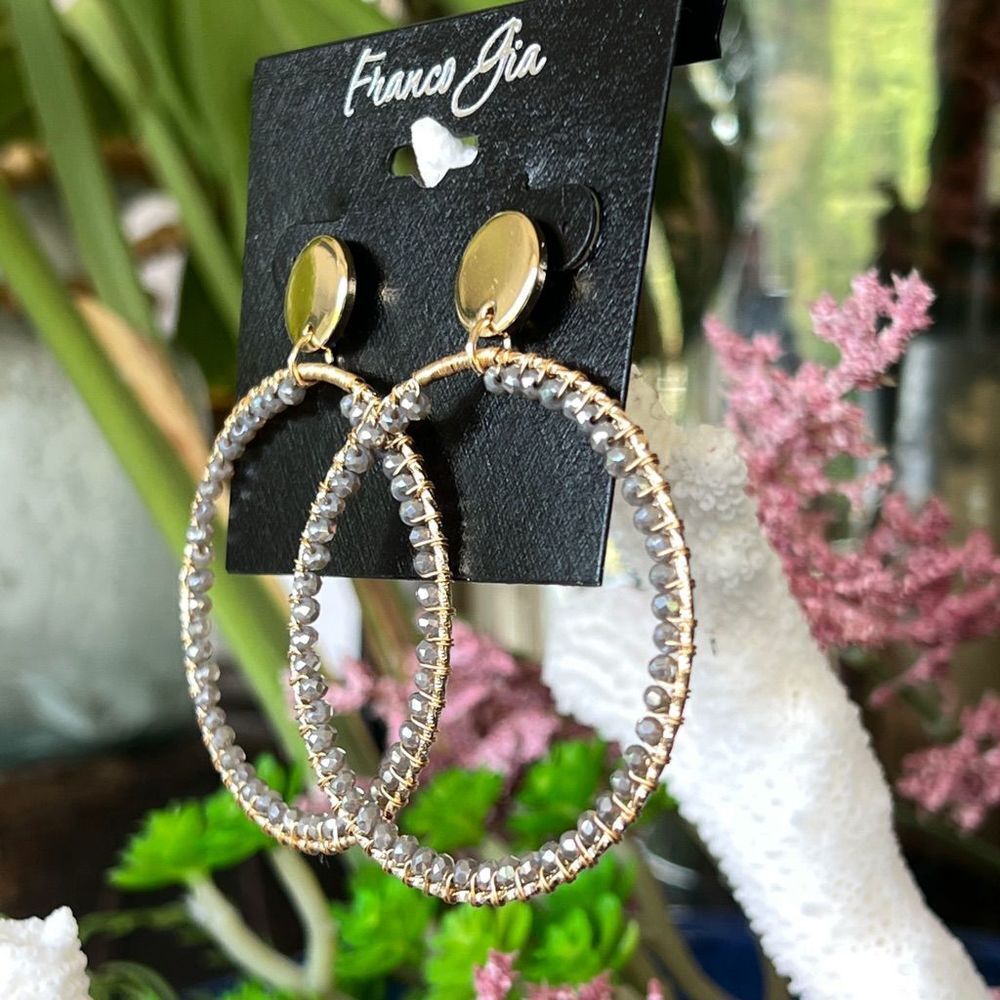 Gold Grey Franco Gia Fashion Earrings